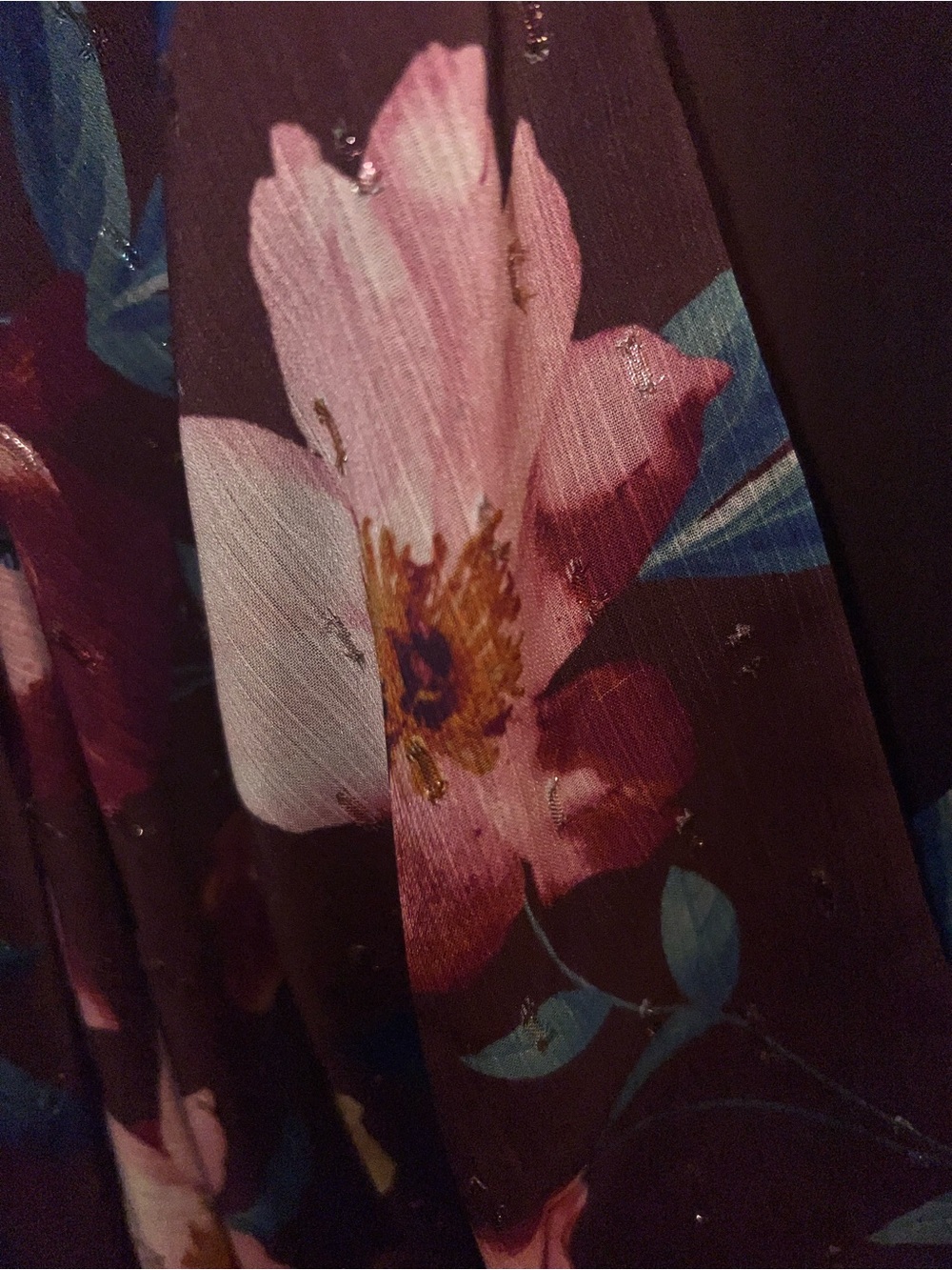 Eliza J Brown Floral Wrap Midi Dress with Pink & Blue Blooms - Picture 8 of 13